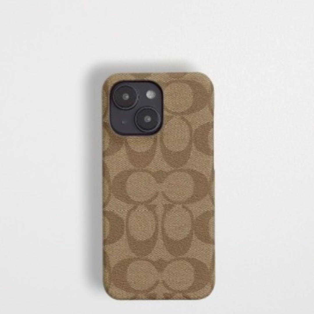 COACH コーチ　iPhone15 カバー　ケース　シグネチャー　ベージュ