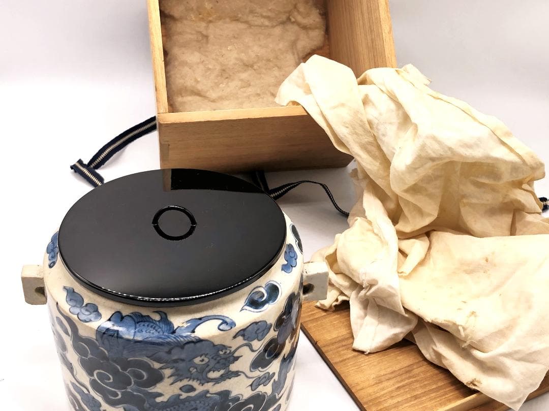 【 呉須水指 】　唐物骨董　清朝古玩　桐箱付き　　　　N0505I