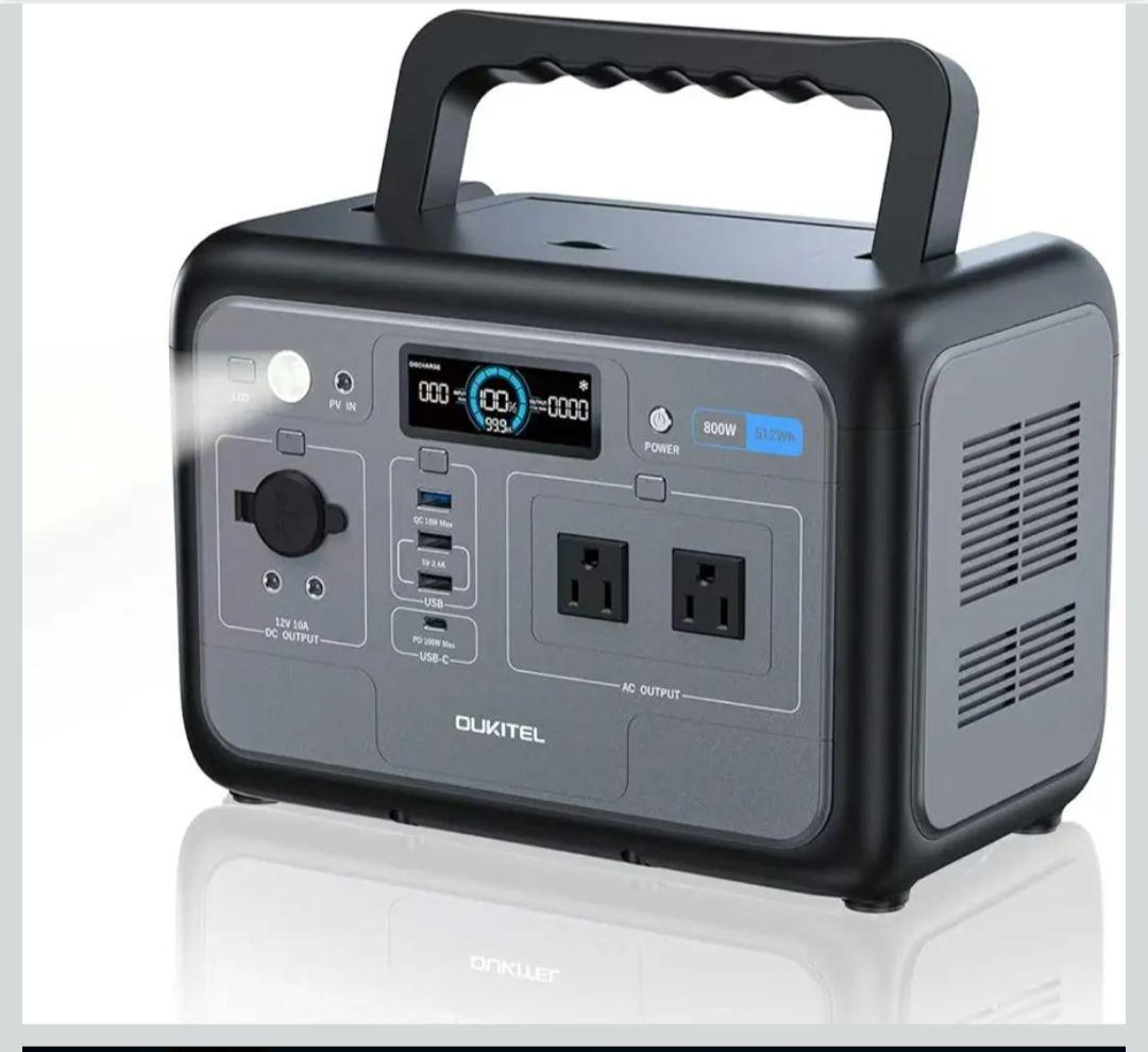 新品未開封　ポータブル電源 800W/512Wh リン酸鉄リチウム