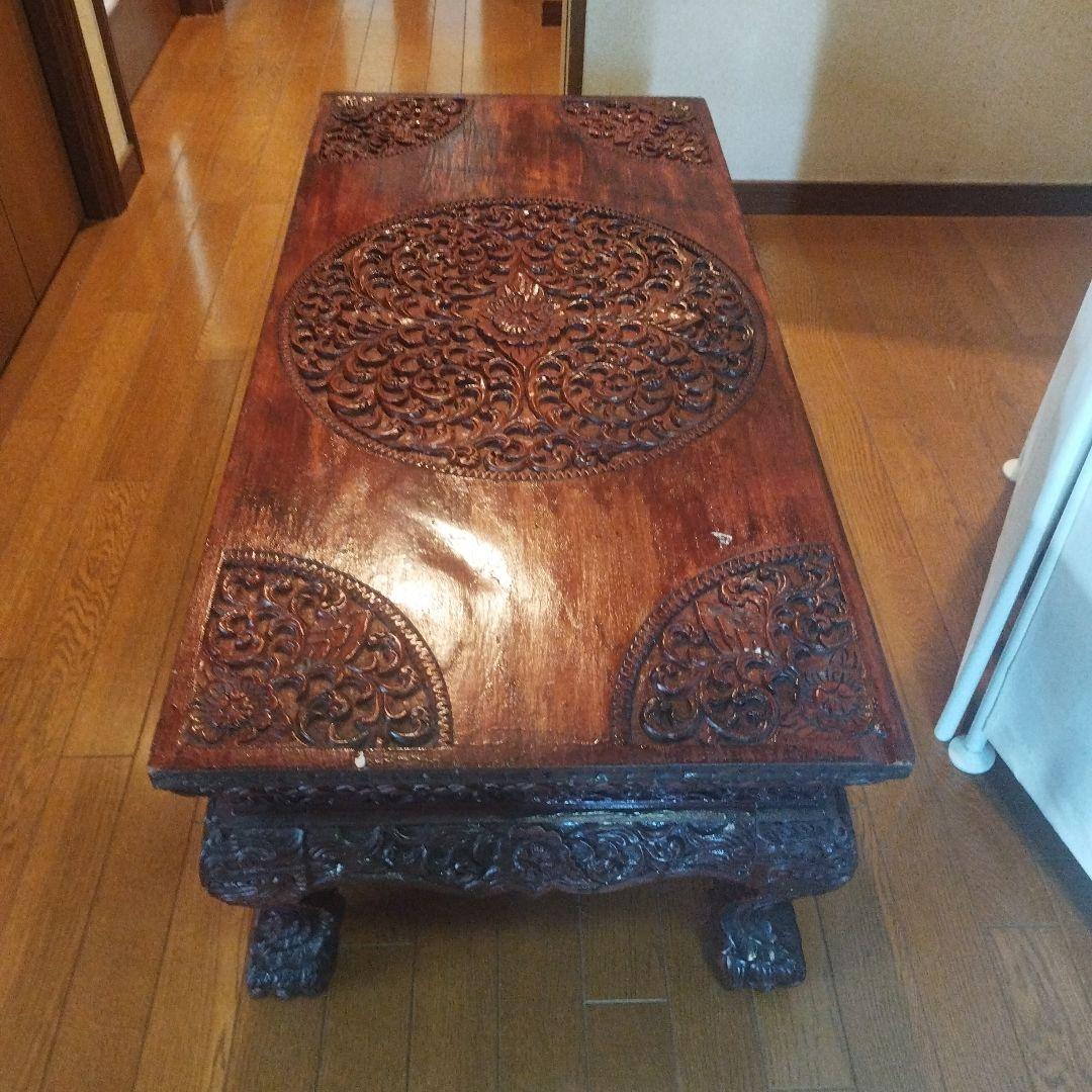 アンティーク家具　彫刻　机
