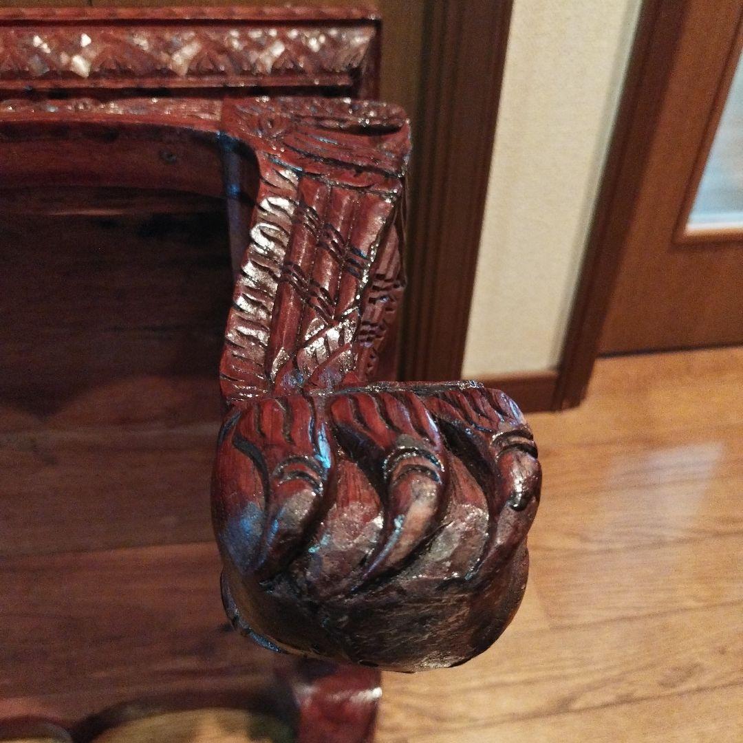 アンティーク家具　彫刻　机