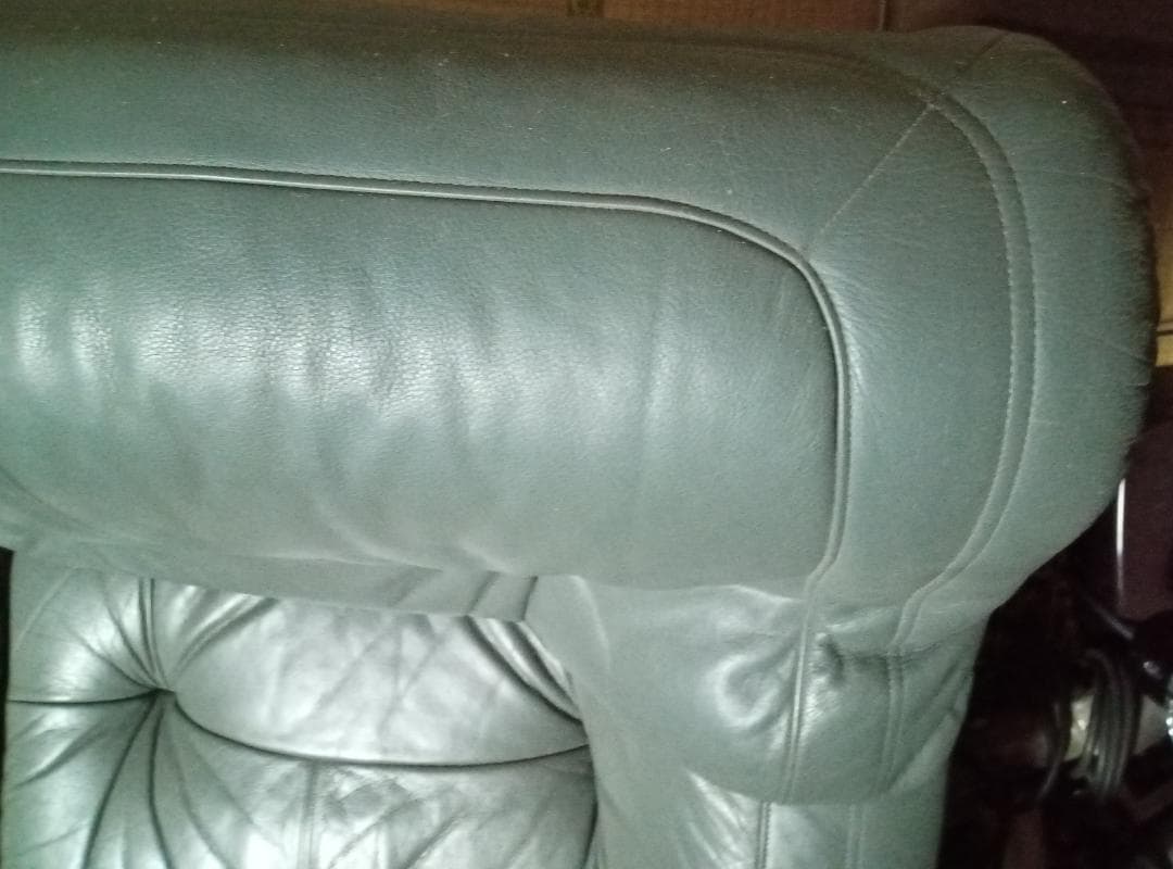 karimoku グレー レザー ソファ (2)