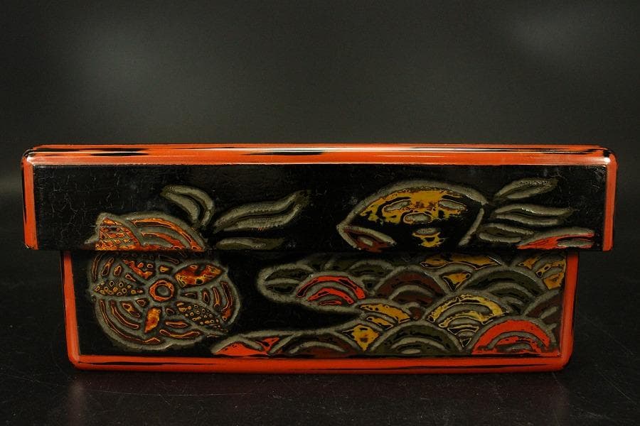 茶道具 漆刻 菓子器 蓋物(ZE570)