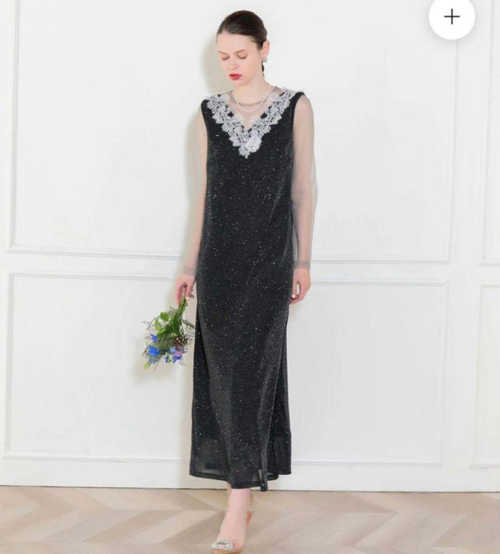 Lejaレースラメ スリットロングワンピース