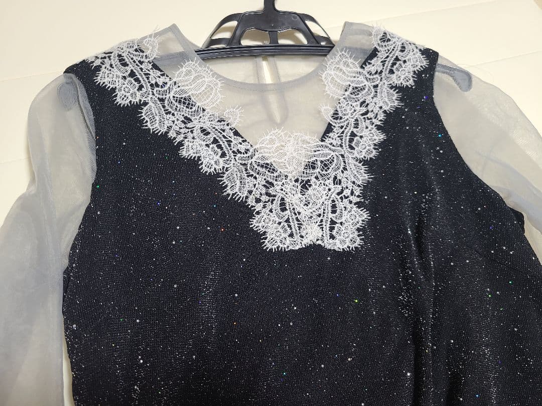 Lejaレースラメ スリットロングワンピース