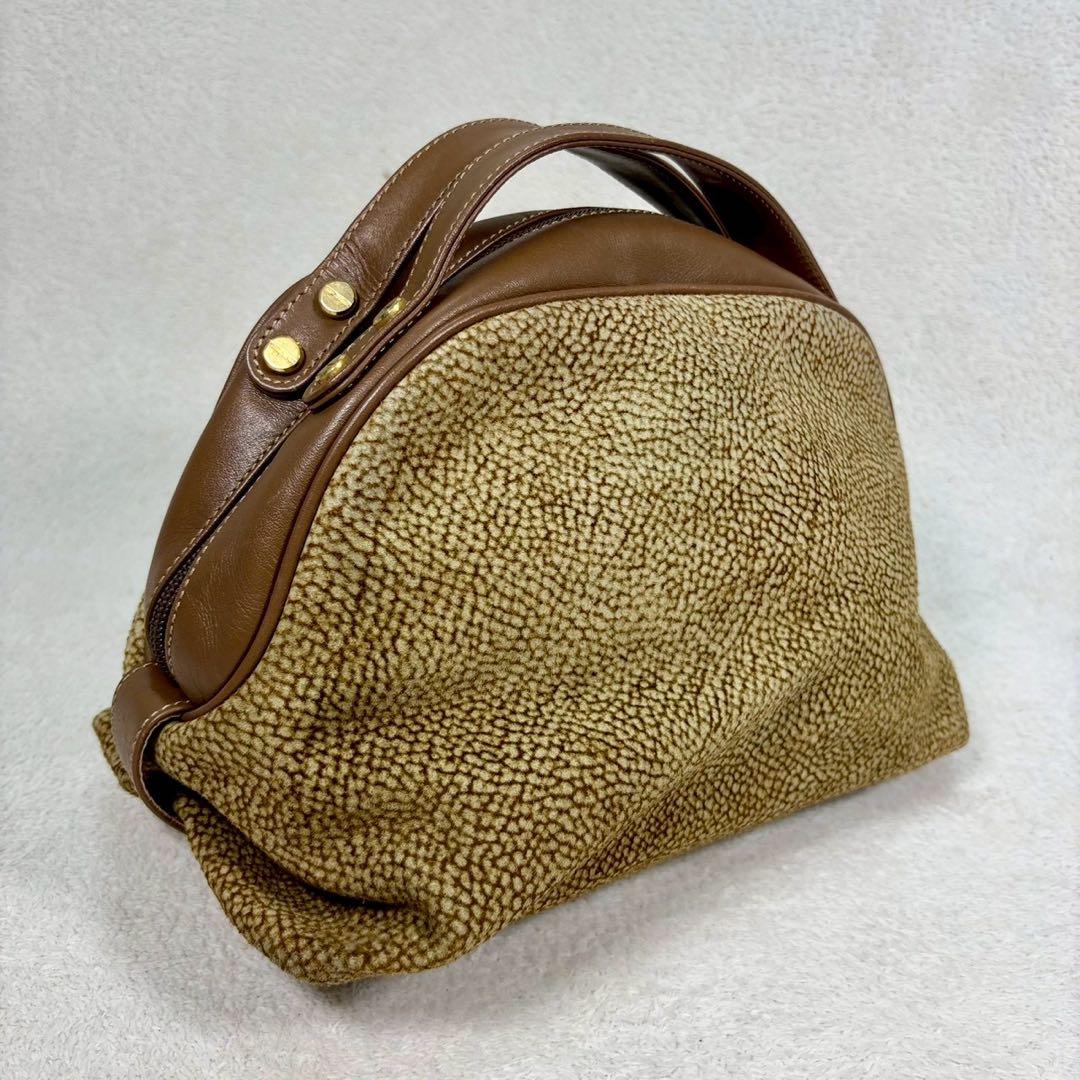 【美品✨】ボルボネーゼ ハンドバッグ うずら柄 スエード イタリア製　レザー