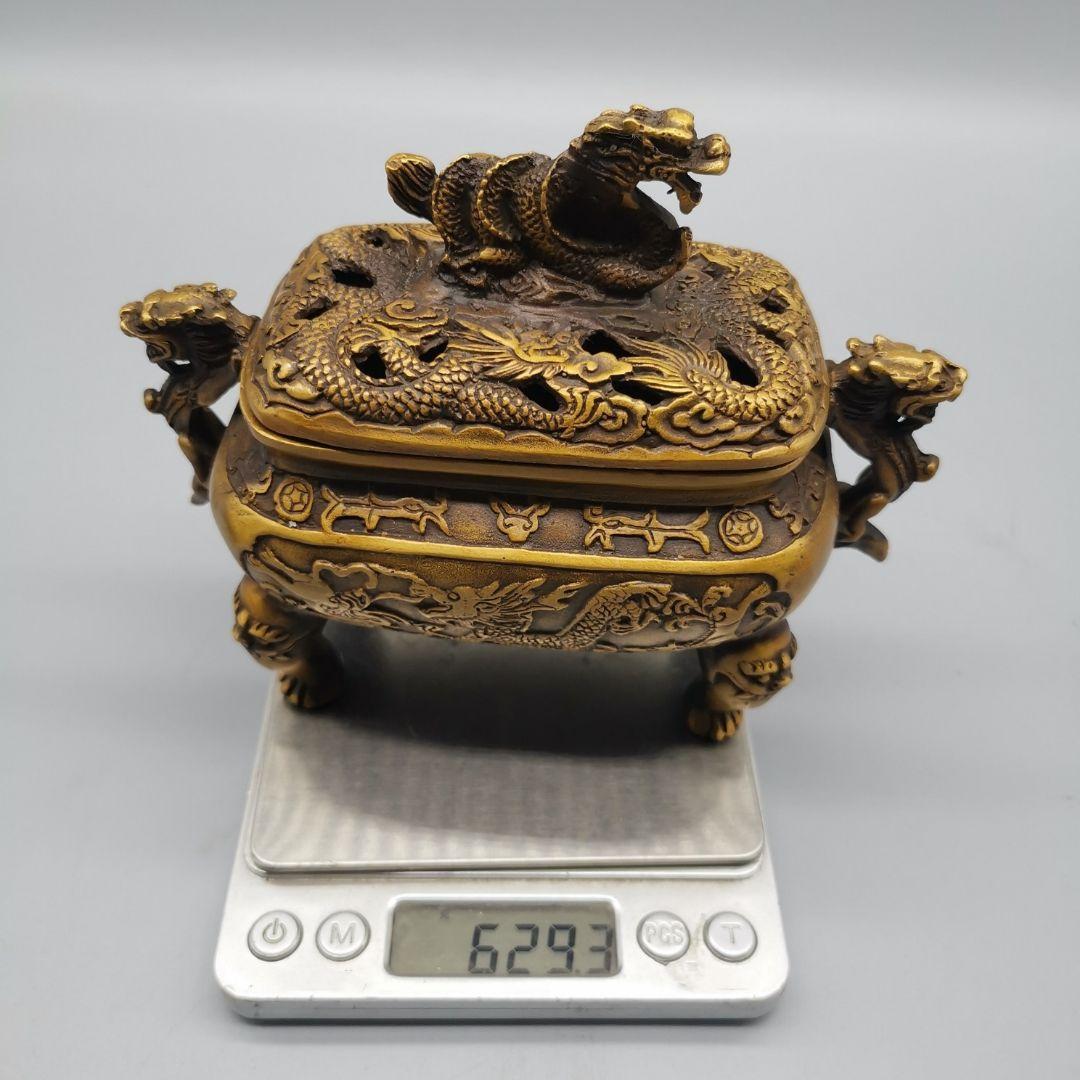 銅器 香炉 竜紋香炉 檀香炉 鼎 香道具 茶道具装飾品 現代工芸品美術品 置物