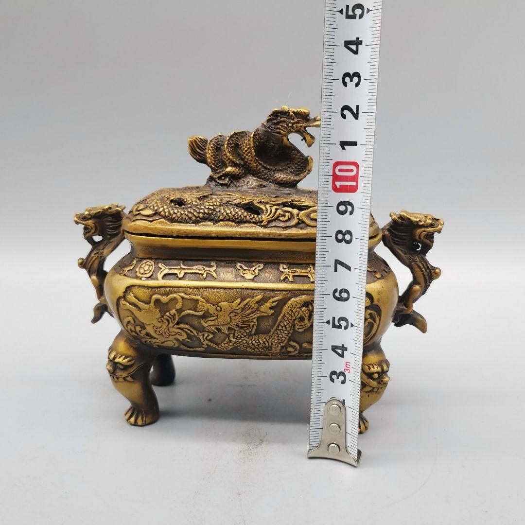 銅器 香炉 竜紋香炉 檀香炉 鼎 香道具 茶道具装飾品 現代工芸品美術品 置物