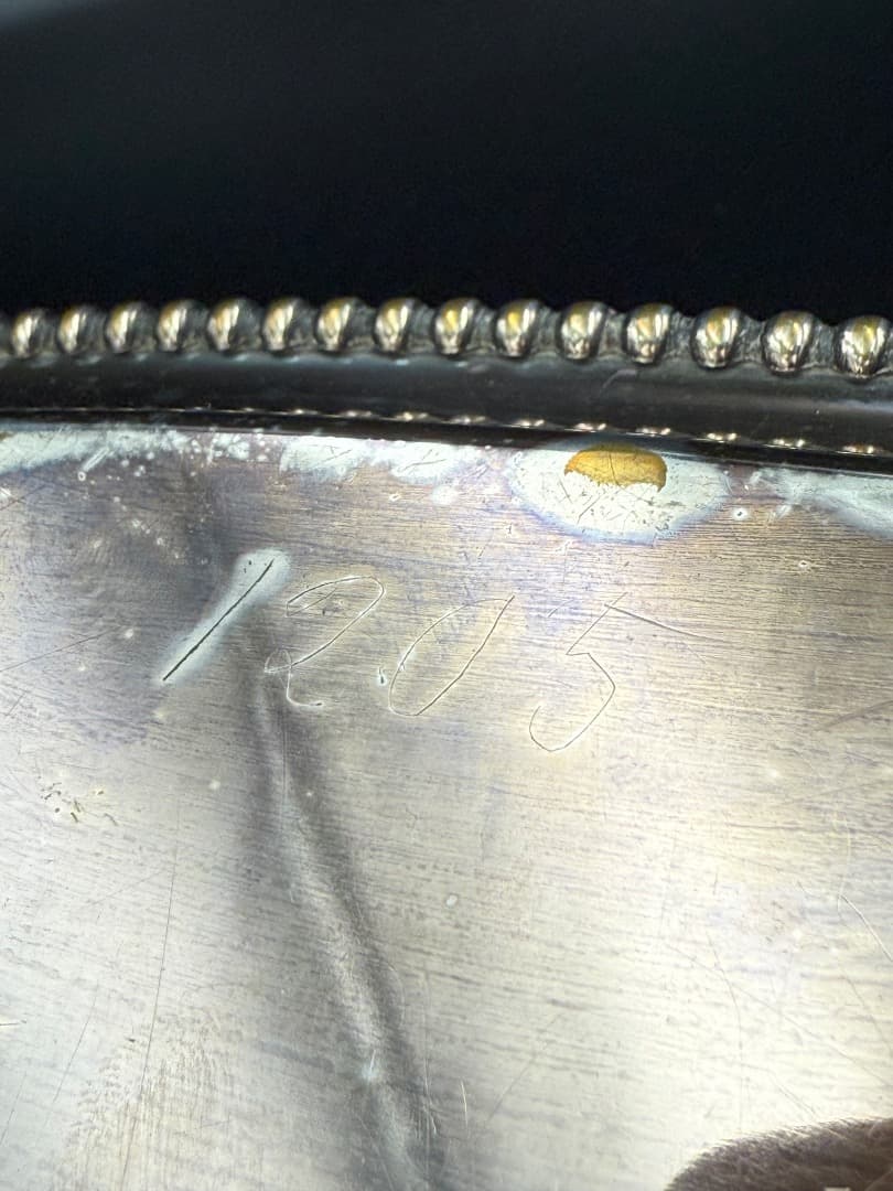 英国製 アンティーク 舟形真鍮トレイ Rd 370260 ビーディング縁取り