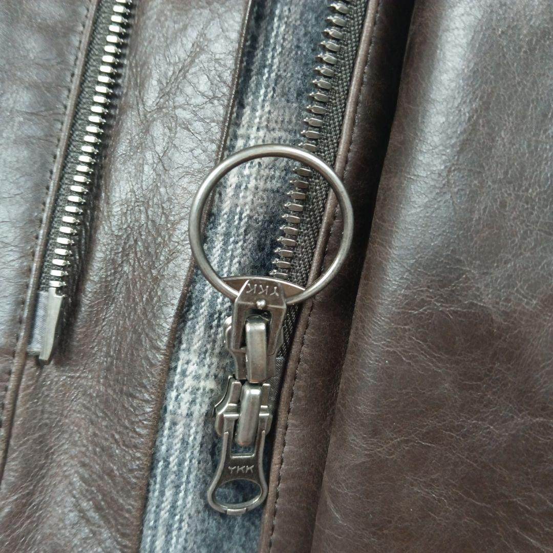 PS ポールスミス カーコート ラムレザー М ブラウン チェック ベルト