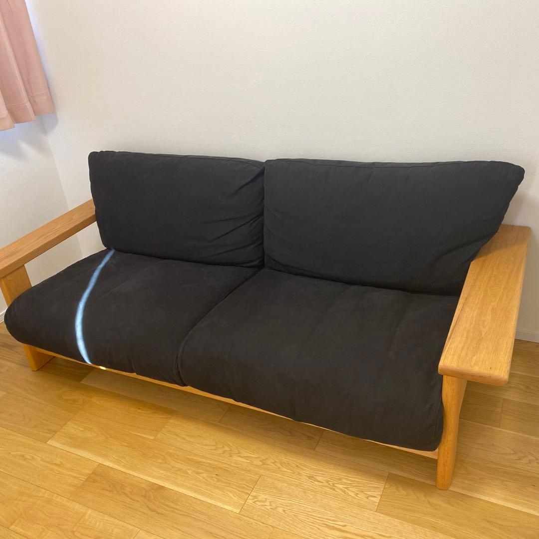 free0120　ミヤモト家具　カウチソファー　ブラック