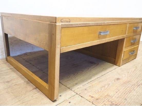 1141 ヴィンテージ　ロータイプの片袖机　文机　展示台　テーブル　レトロ　抽斗