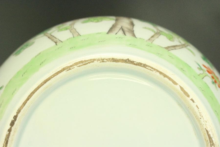 中国美術 色絵 草花紋 瓶 高40.5cm(BB495)