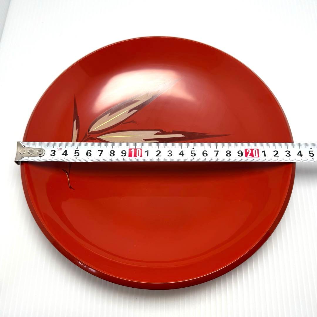 未使用 輪島塗 菓子皿 箸 セット 和皿 漆器 喰籠 赤色 葉 共箱 説明書