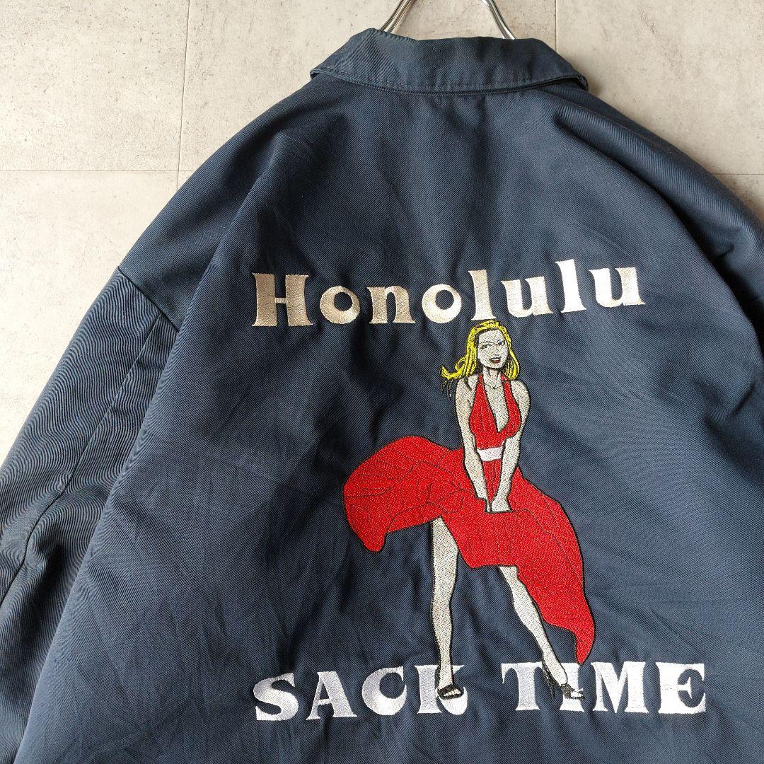 レッドキャップ ワークジャケット XL 紺 ピンナップガール 刺繍 キルティング