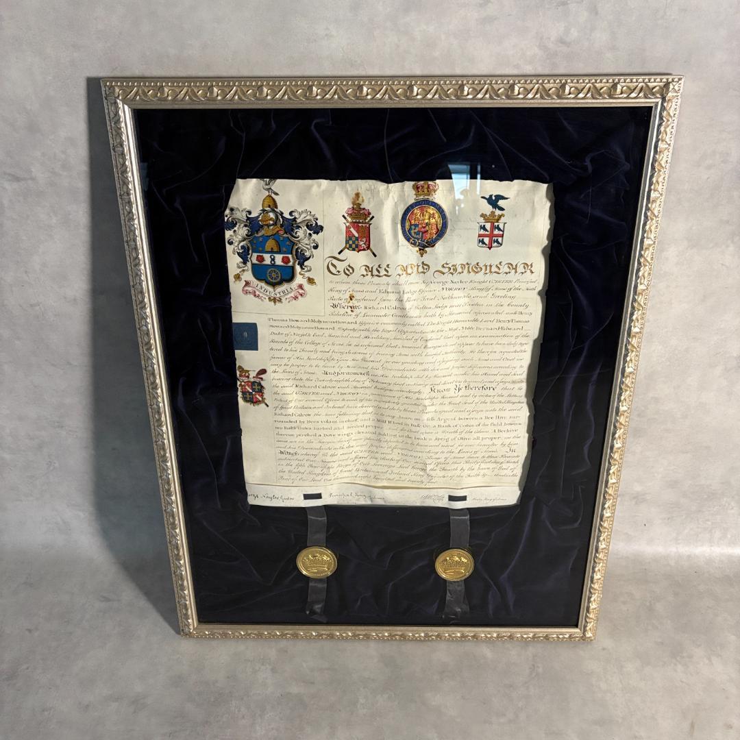 【希少】英国 紋章院（College of Arms）発行　 紋章認可書
