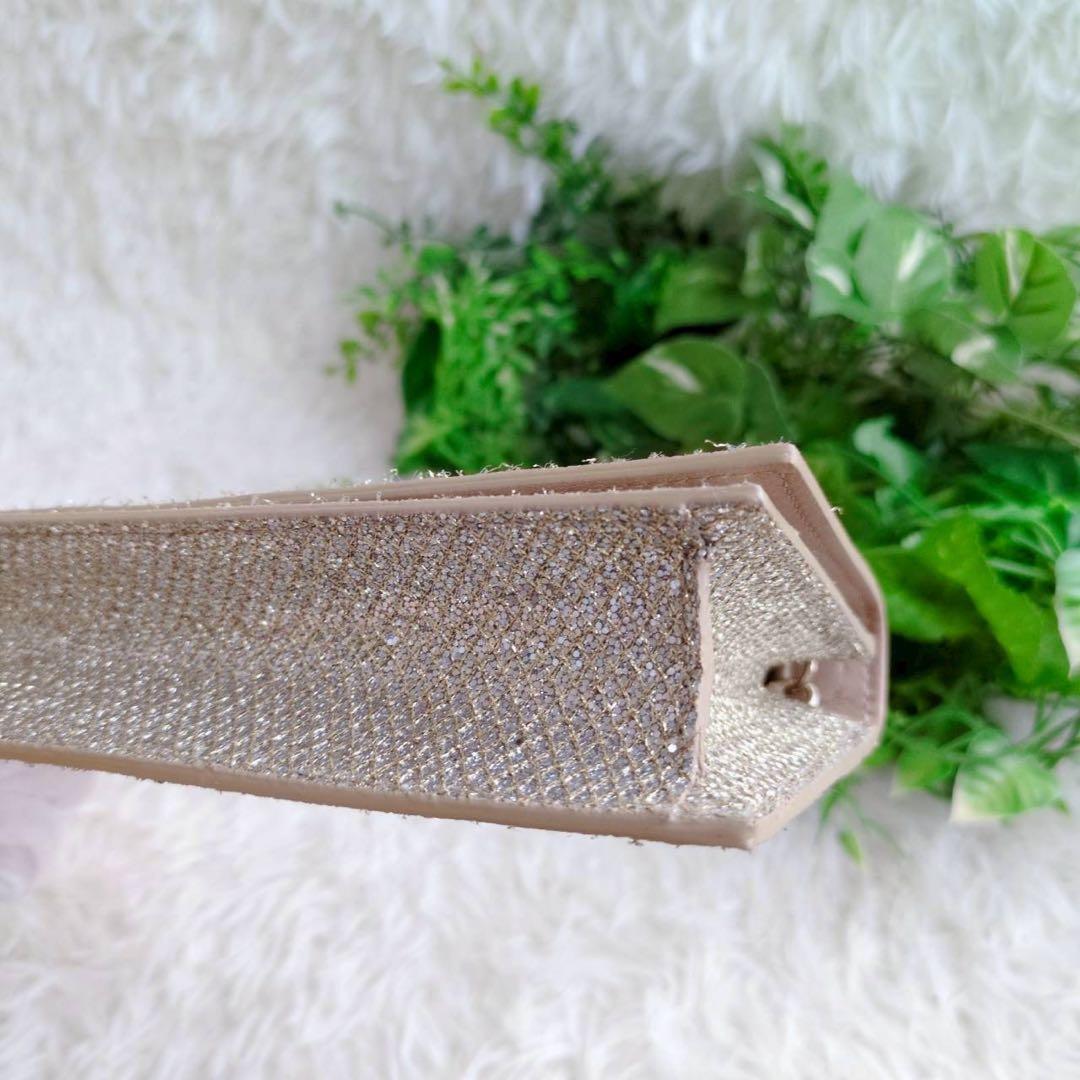 ジミーチュウ スパンコール グリッター シャンパンゴールド パーティーバッグ