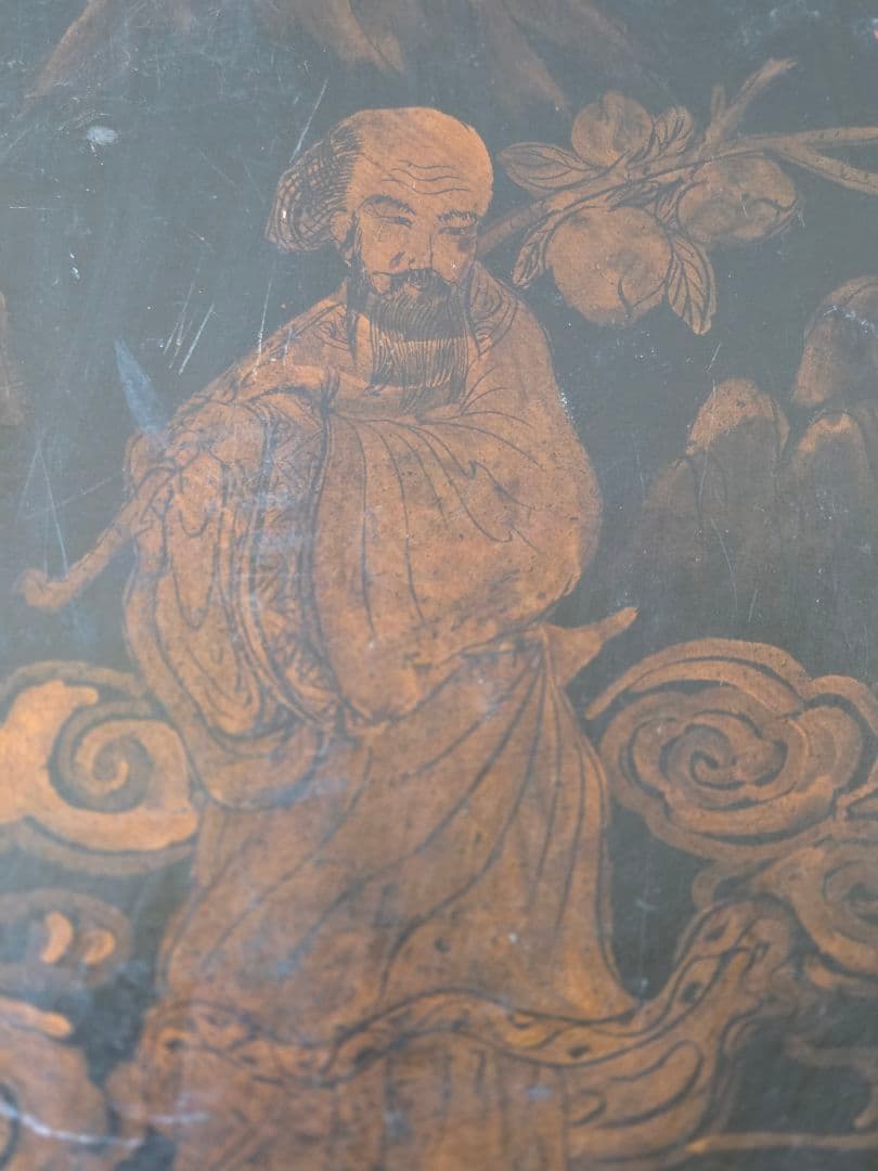 アジアンアンティーク　漆塗り？ 大きな　蓋付き　木箱