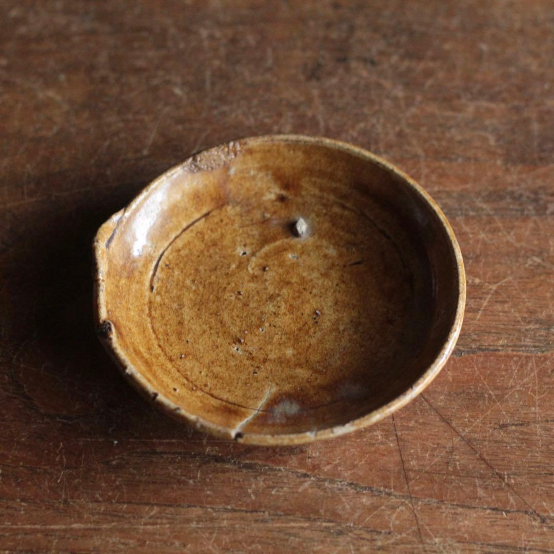 美濃 飴釉 小皿 No.3 古美術 古道具 アンティーク