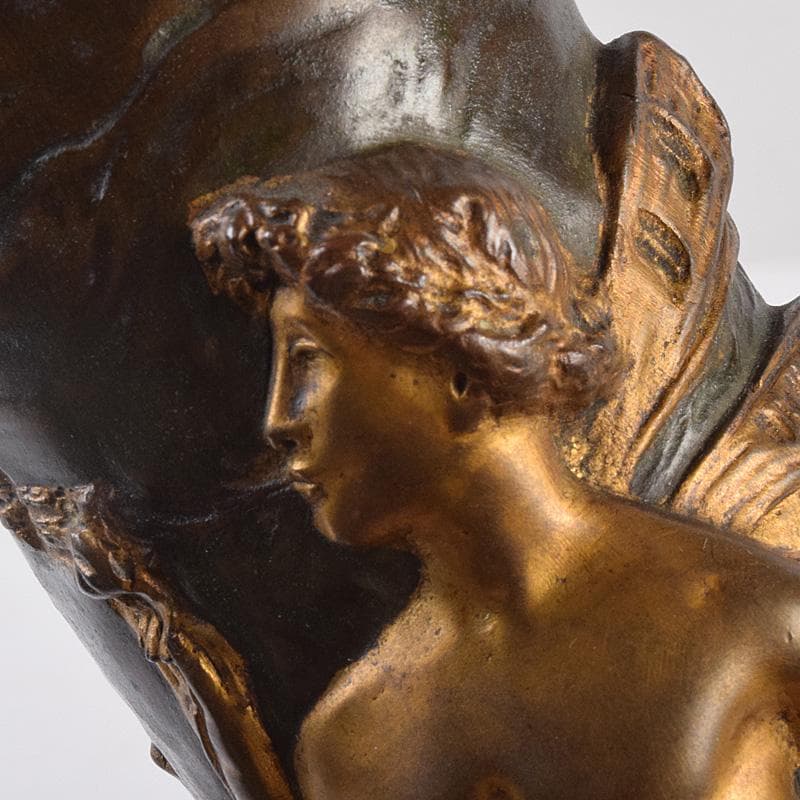 西洋美術　シャルル・ロシェ　ブロンズ　男性像刻　花瓶　M　R8972