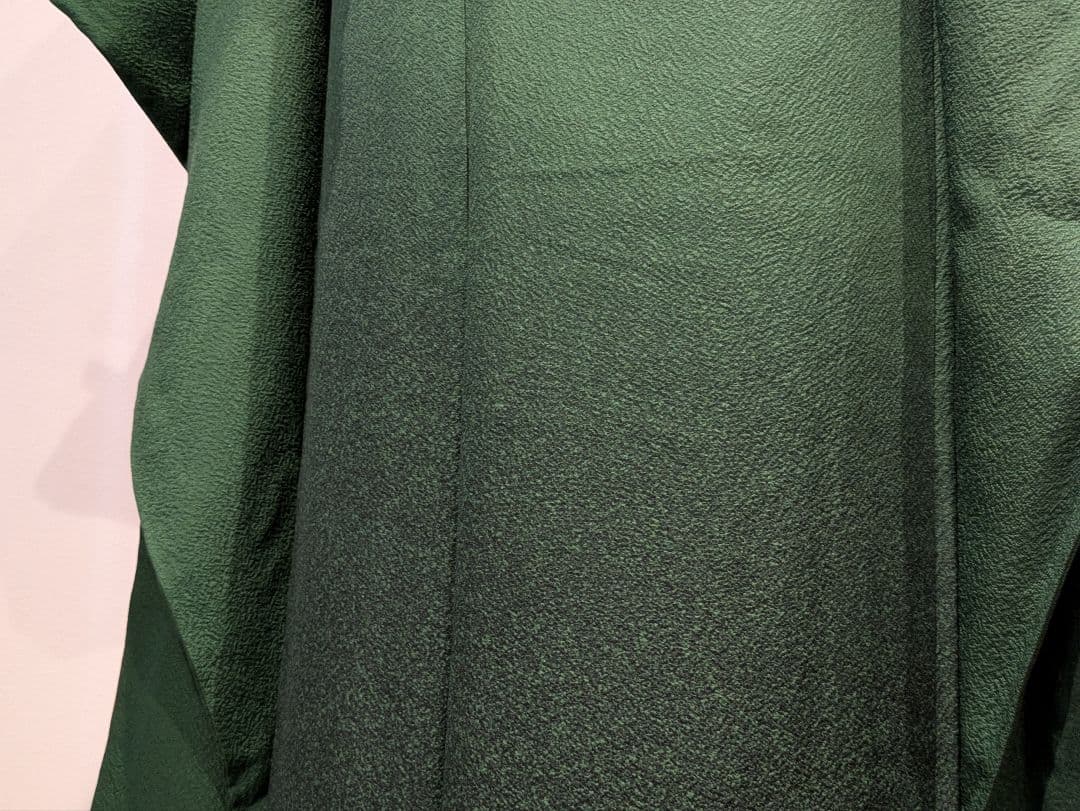 振袖フルセット 身丈165裄69.5 色無地 緑 三つ紋 逸品