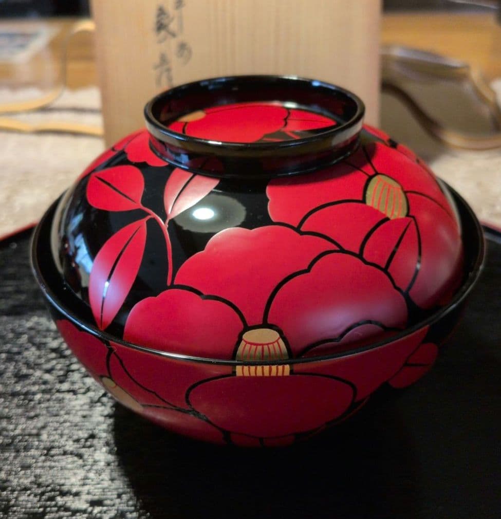 象彦製　煮物椀 5客椿蒔絵