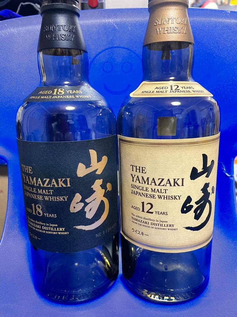 山崎18年、12年空瓶化粧箱付き
