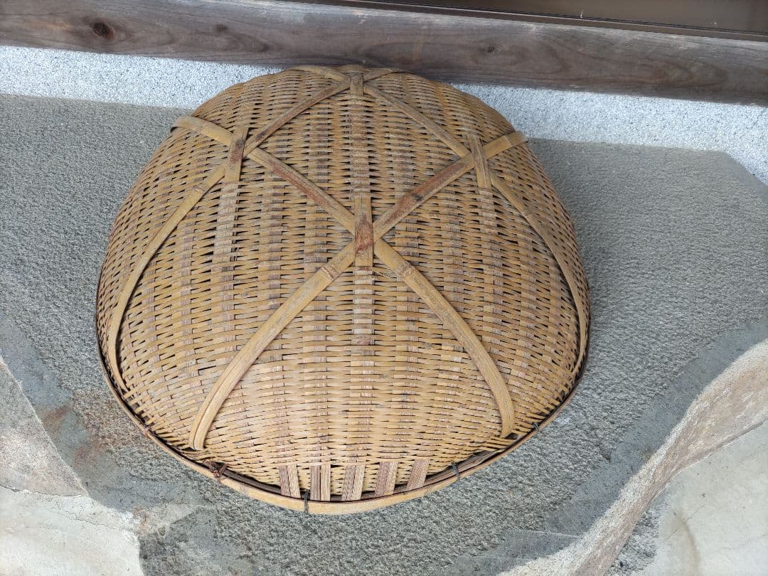 昭和レトロ　特大　丸型　竹ザル　竹かご　竹細工