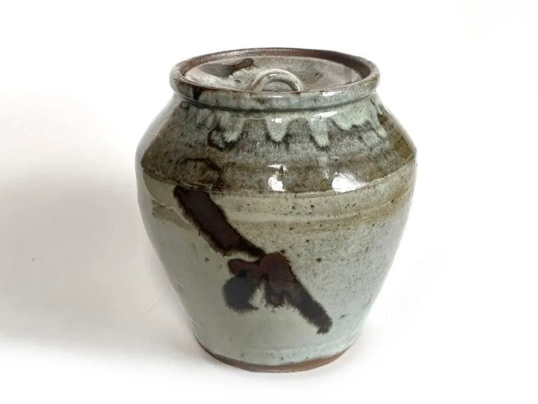 陶芸家　人間国宝　濱田庄司　浜田庄司　？　鉄絵　トウキビ文　水指　茶道具　益子
