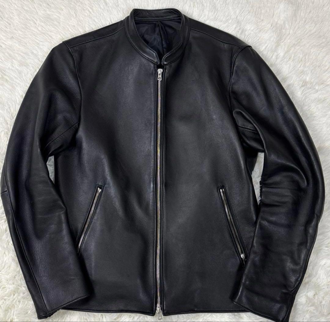 極美品✨ LIDNM シングルライダース シープスキン 羊革　ダブルジップ　L