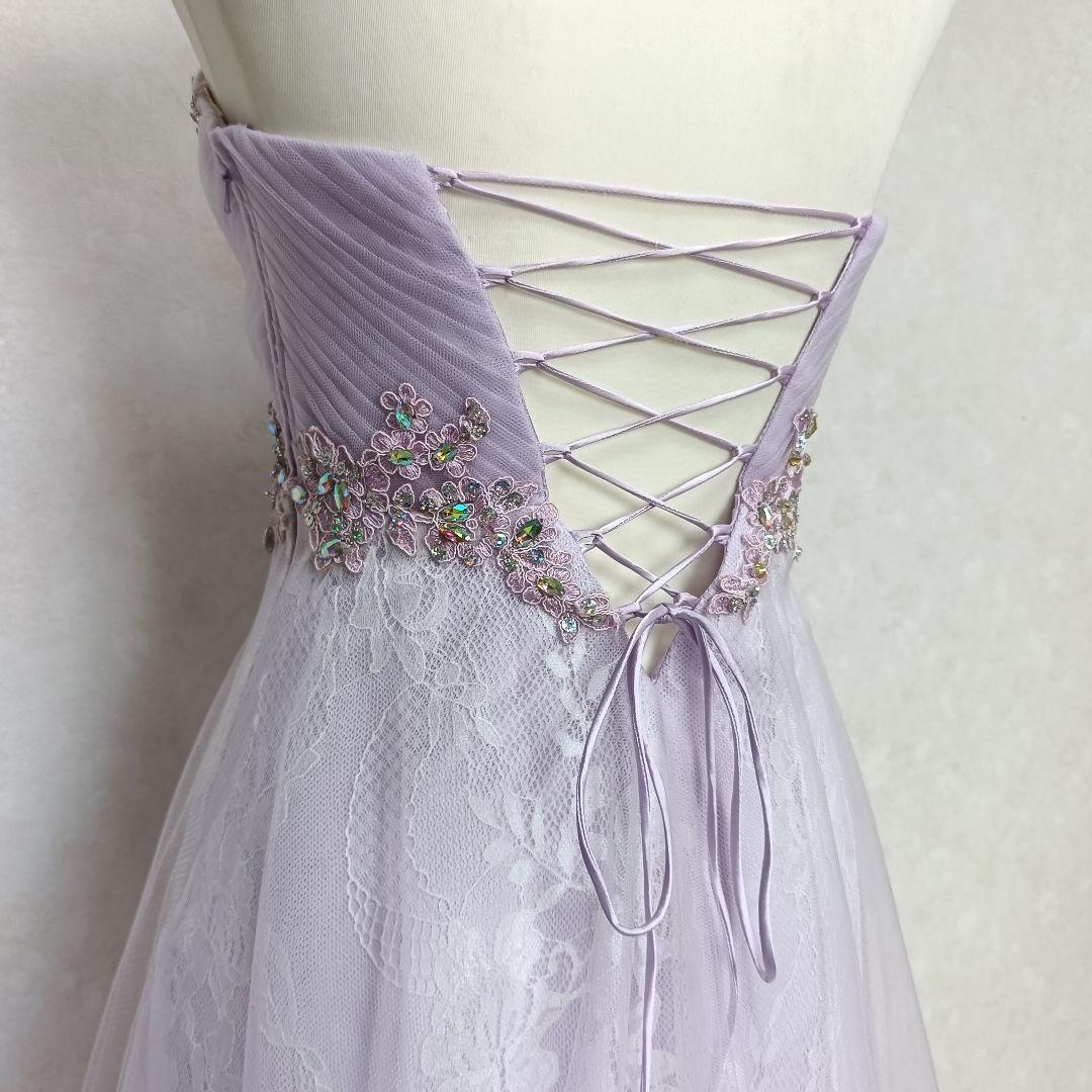 IRMA イルマ 刺繍 ビーズ ビジュー レースアップ ロングドレス 紫 9号