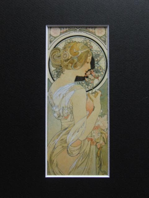 アルフォンス・ミュシャ、桜草（装飾パネルの下絵）、希少な画集より