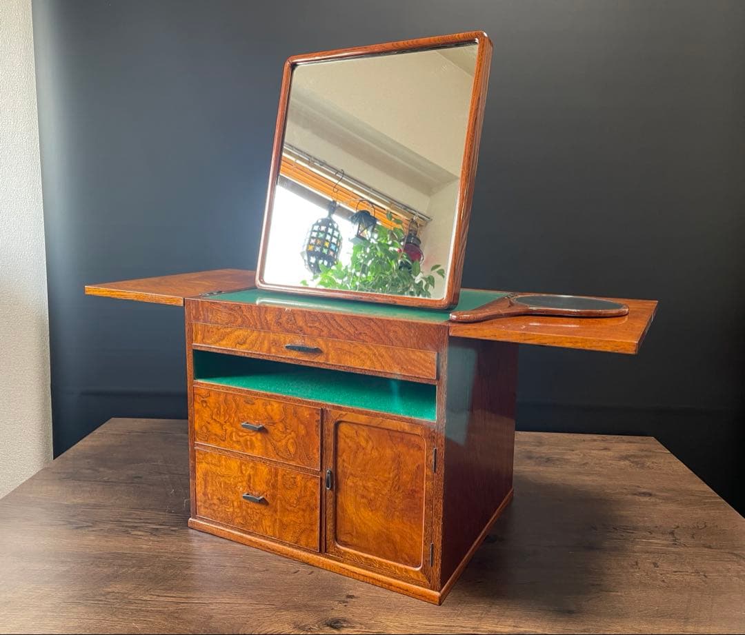 高級　漆塗り　化粧箱　鏡台　お直し