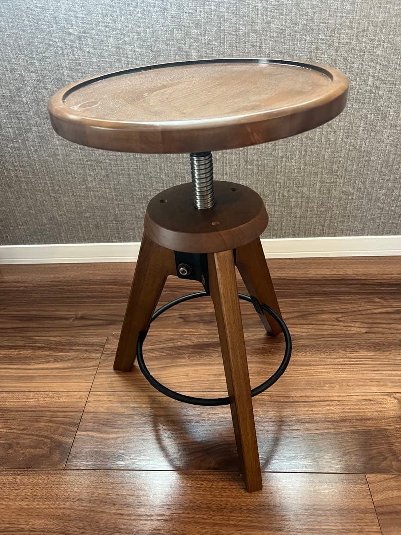 unico VIZ(ヴィズ)　スツール サイドテーブル ブラウン 高さ調整可能