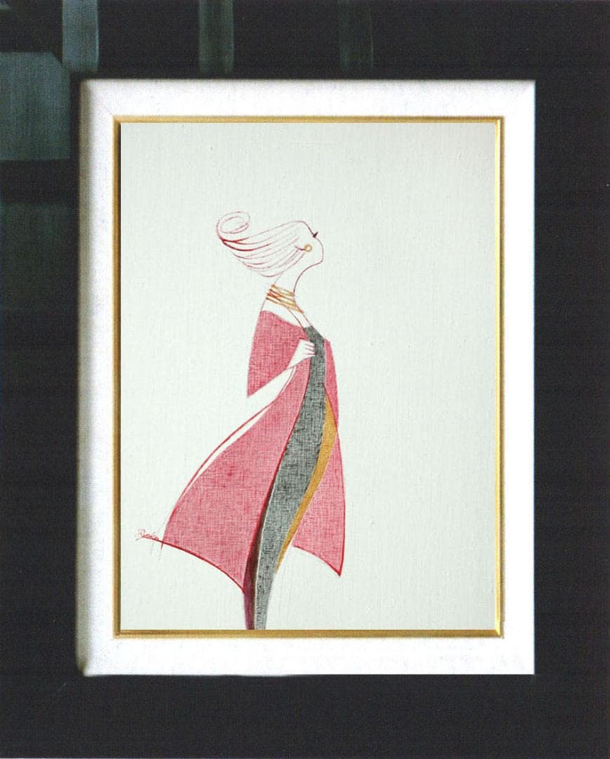 油絵 菅家令子 絵 絵画 インテリア 額付(黒) F4-080614 人物 女性