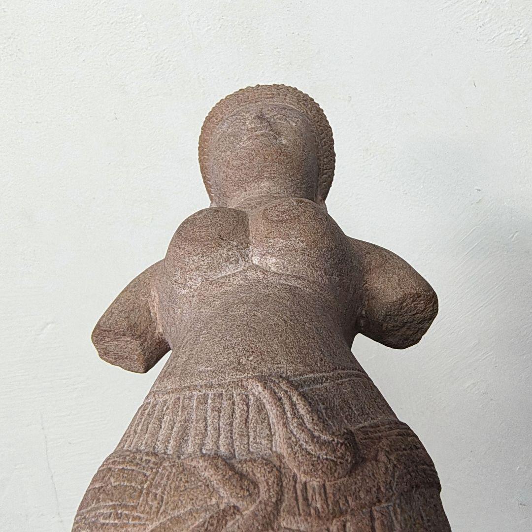 クメール　女神像　砂岩　彫刻　オブジェ　レプリカ　H39cm