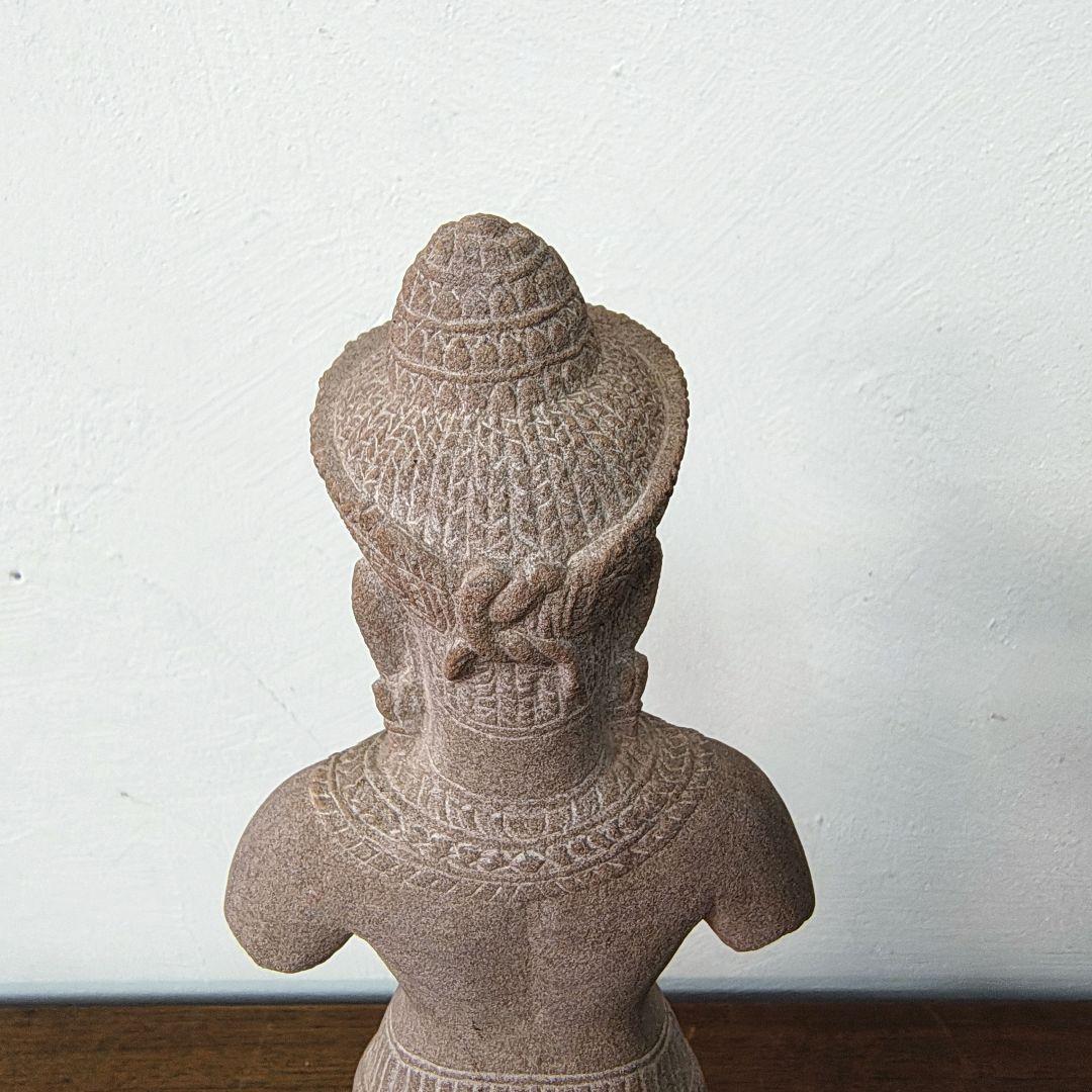 クメール　女神像　砂岩　彫刻　オブジェ　レプリカ　H39cm