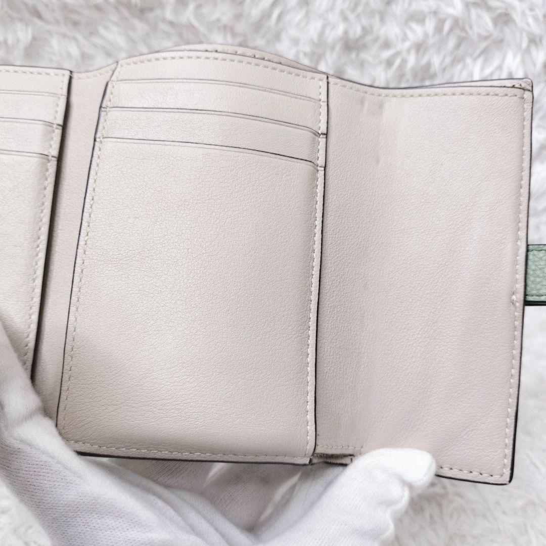 美品✨ロエべ　三つ折り財布　バーティカルウォレット　スモール　ローズマリー　タン