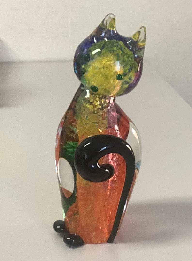 (美品)Murano glass ムラーノガラス　猫の置物職人サイン入り(底)