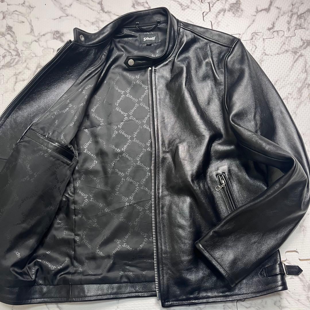 y*m様 XXL/極美品✨【米国製】schott シングルライダース 羊革 ブラ