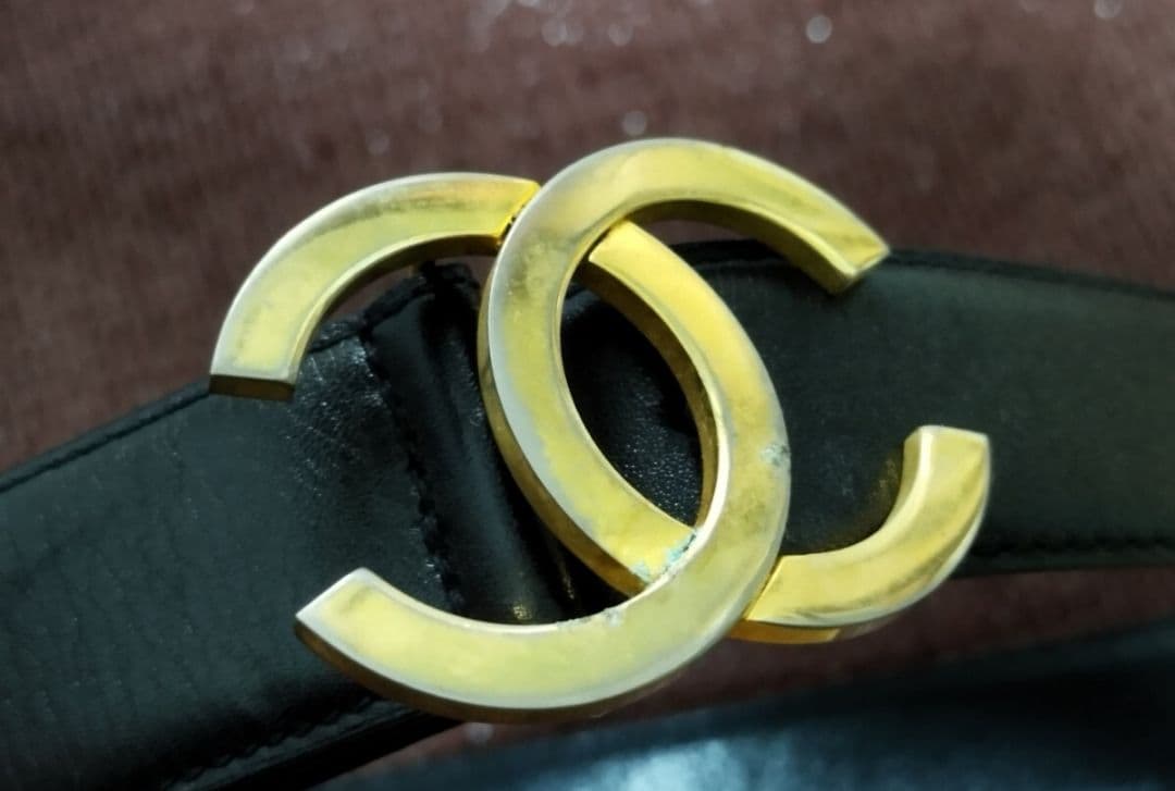 ●シャネル CHANEL ココバックル ヴィンテージ ベルト ブラック レザー