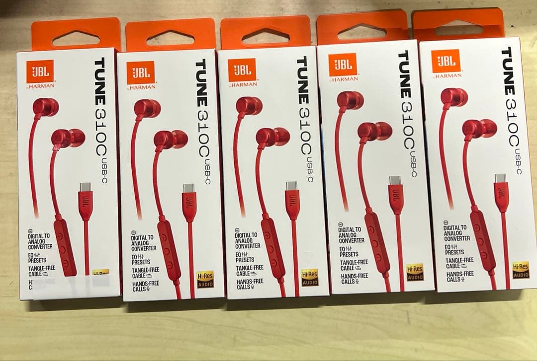JBL TUNE 310C USB-C レッド 5点