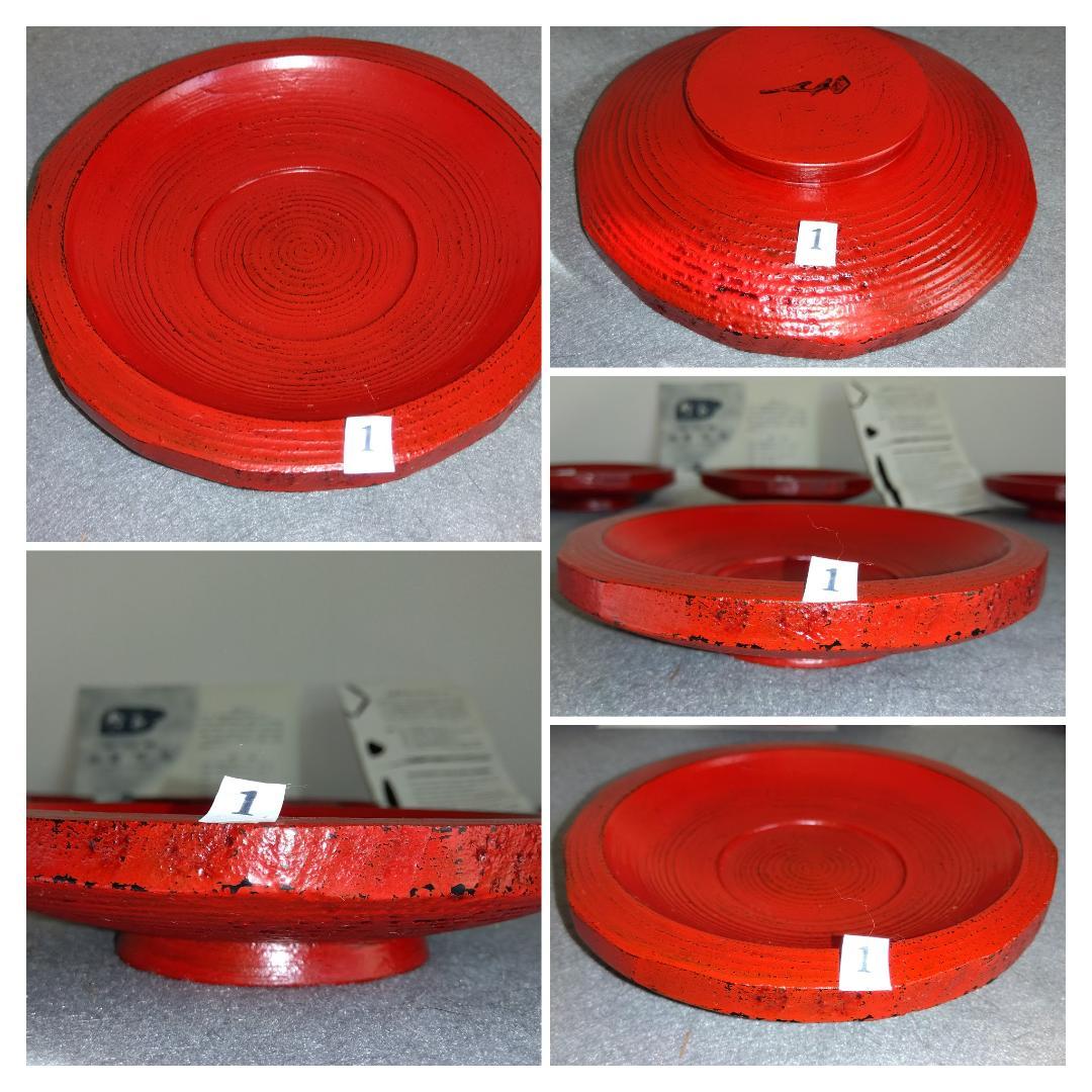 【ayun3出品】 越前漆器　山岸厚夫粗挽き根来塗茶托(多目的小皿)