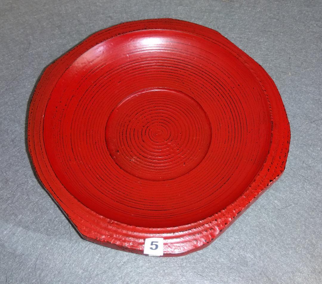 【ayun3出品】 越前漆器　山岸厚夫粗挽き根来塗茶托(多目的小皿)