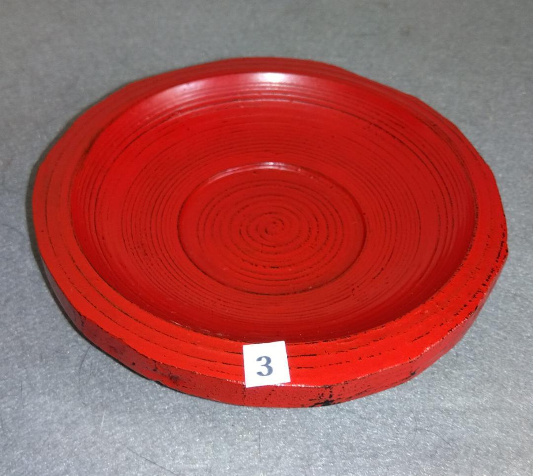 【ayun3出品】 越前漆器　山岸厚夫粗挽き根来塗茶托(多目的小皿)