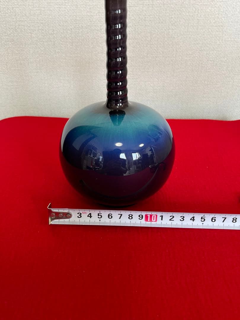 人間国宝 柳雨軒 三代 徳田八十吉  彩釉 花入 管理T187 共箱 陶歴