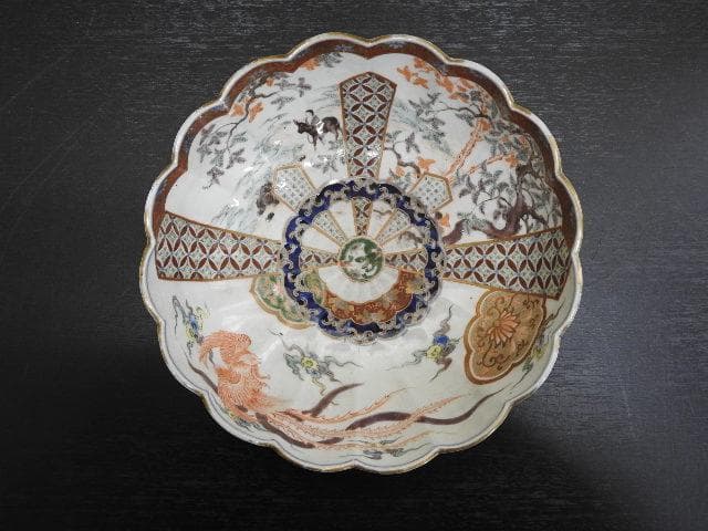 伊万里　色絵　輪花鉢　MA278