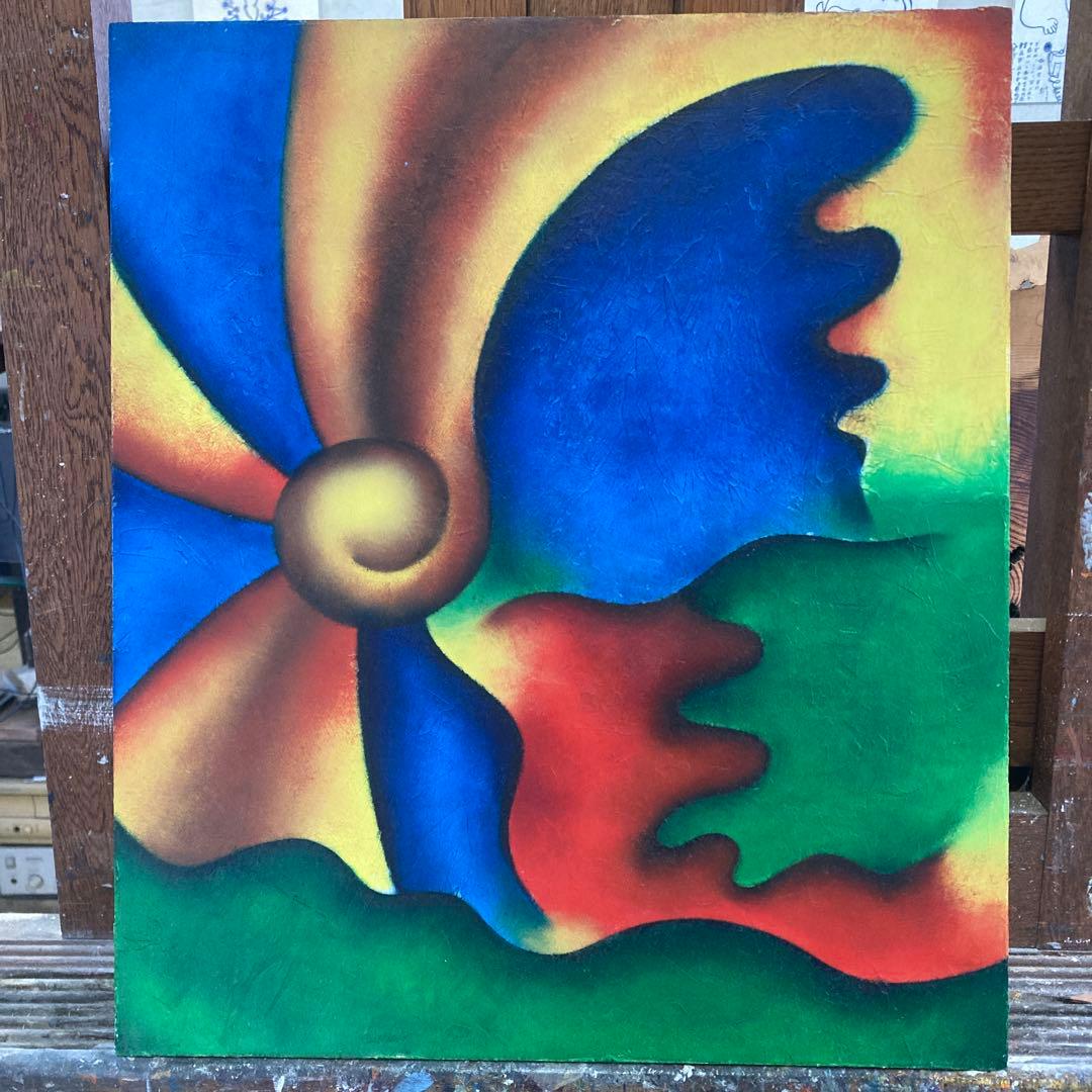 希少 古画 刀根広篤 作 「Ame-Tsuchi」 F10号 油彩 極彩色