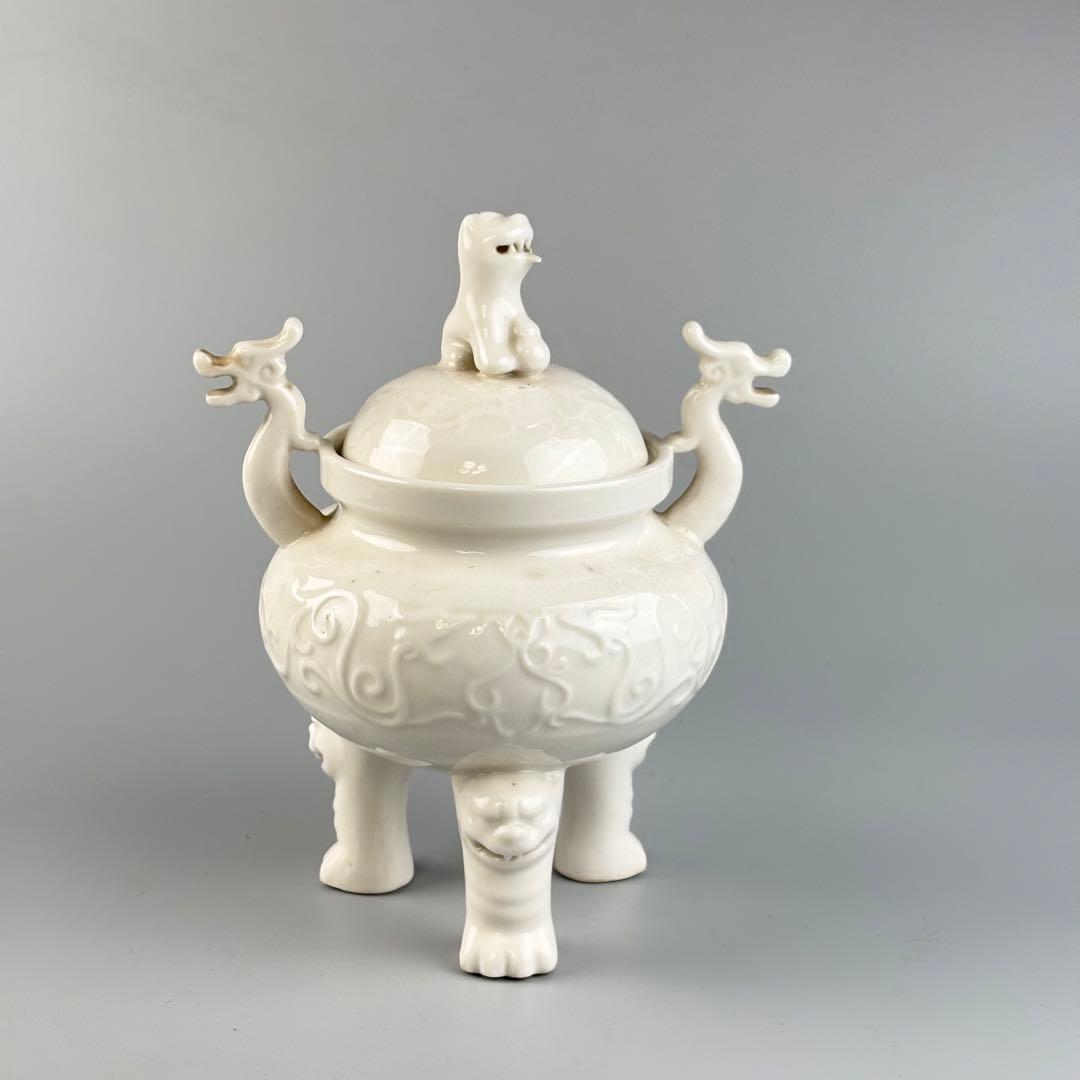 中国　白磁 香炉 三足炉