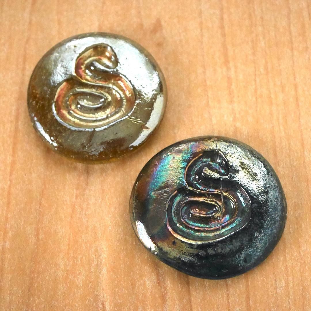 石けり 蛇 2枚セット ラスター 気泡 大正 昭和 レトロ 石蹴り /SN